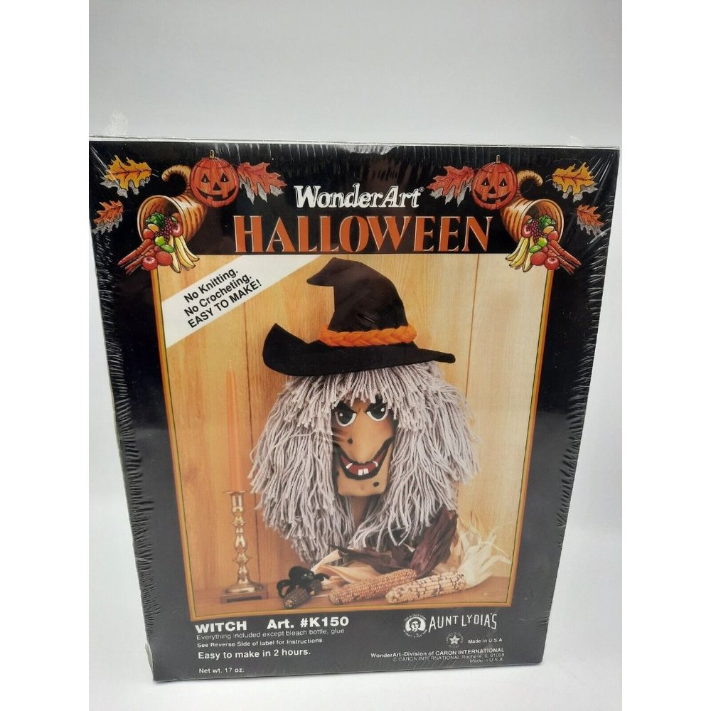 WonderArt Halloween Witch Art Kit # K150 Aunt Lydia's Easy To Make NEW Sealed